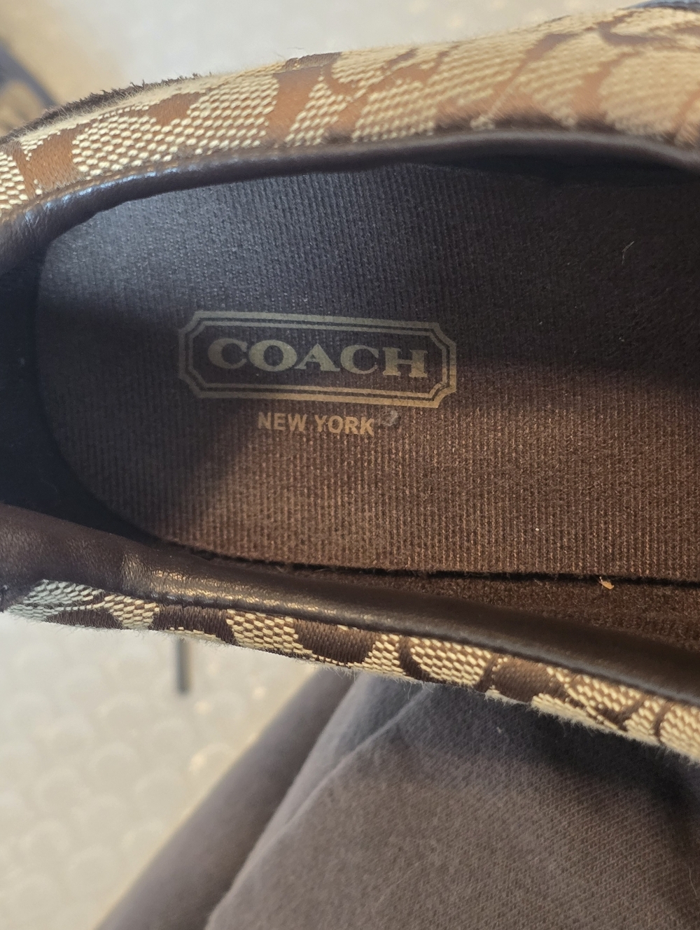 COACH New York REMONNA Brown Logo Shoes Sneakers Beige Canvas Suede Lace Up 8.5M - Picture 6 of 9